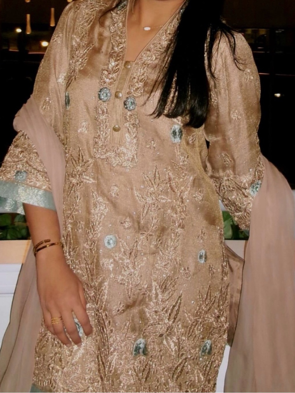 Embroidered Brown 3-Piece Suit